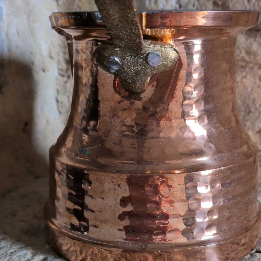 NWOT Vintage Hammered Copper Turkish Coffee Pot With Brass Handle - Picture 6 of 13
